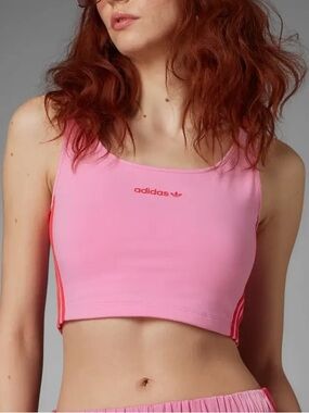 adidas Pink Crop Tank Top with Red Stripes